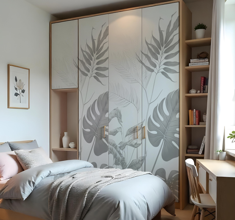 Naklejka na meble czarno-białe rośliny - TenStickers