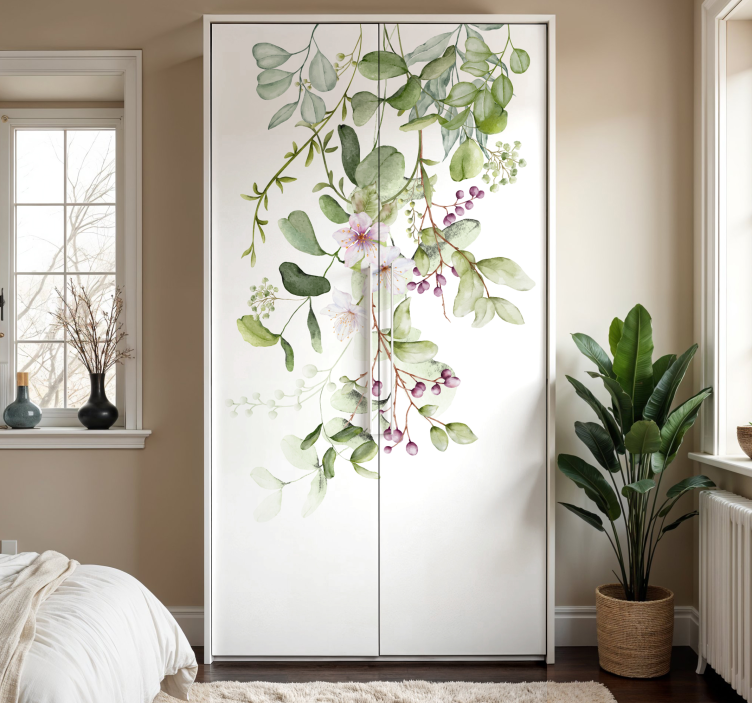 Naklejka na meble kwiaty i liście - TenStickers