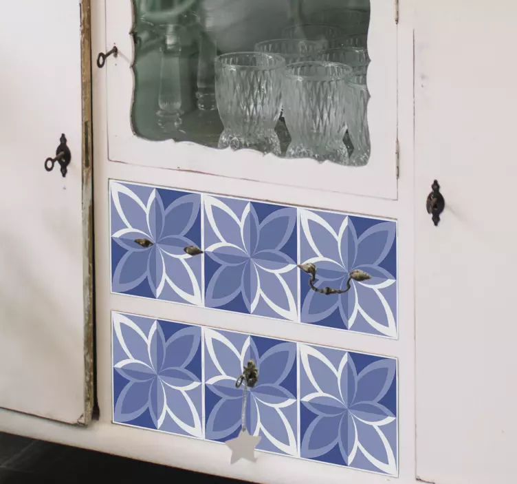 Kafelkowa niebieska naklejka na meble - TenStickers