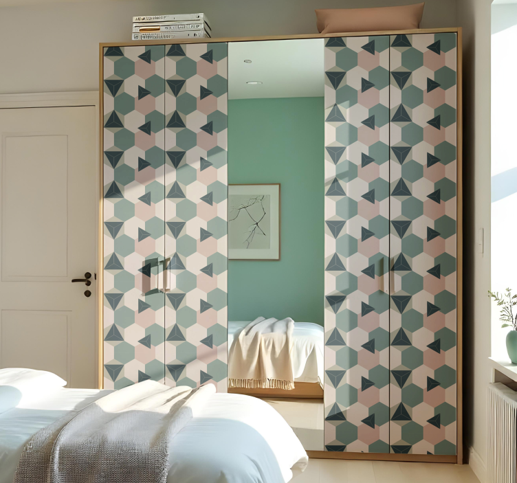 Naklejka na meble różowe i zielone sześciokąty - TenStickers