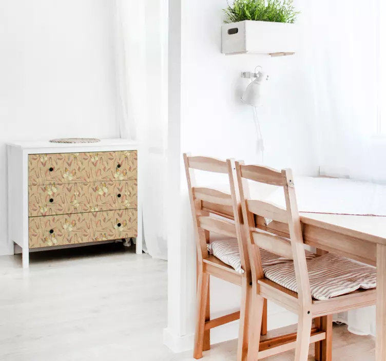 Naklejka na meble wzór jesiennych kwiatów - TenStickers