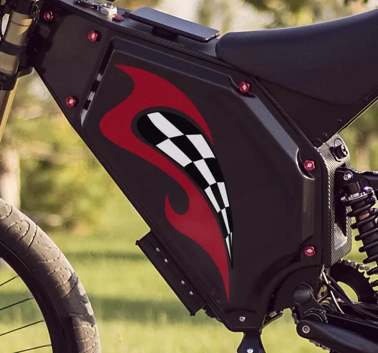 Naklejka na motocykl wyścigowy szachownica - TenStickers