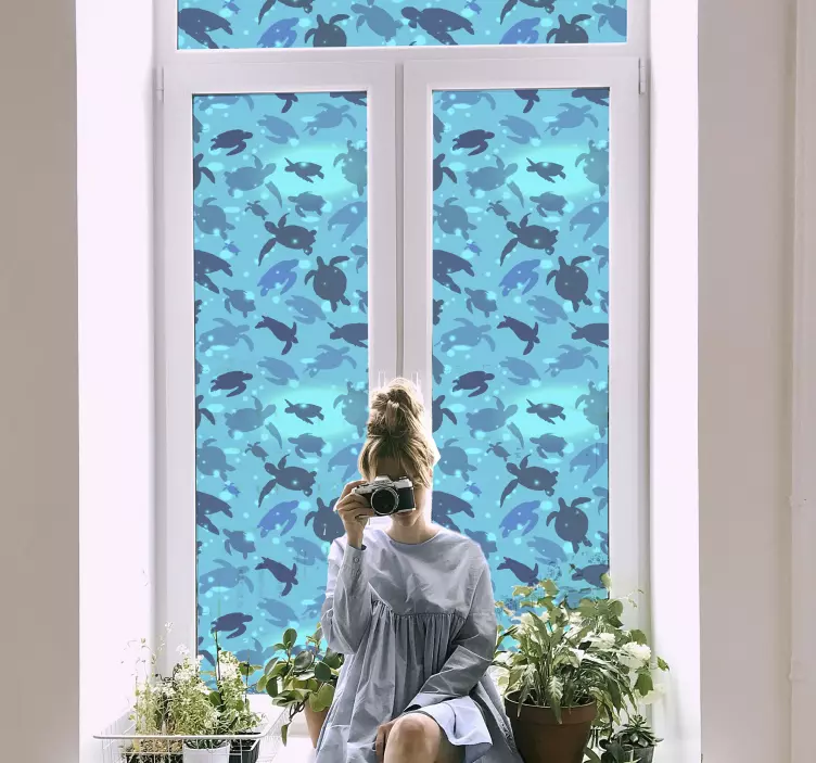 Naklejka na szyby płynące żółwie - TenStickers