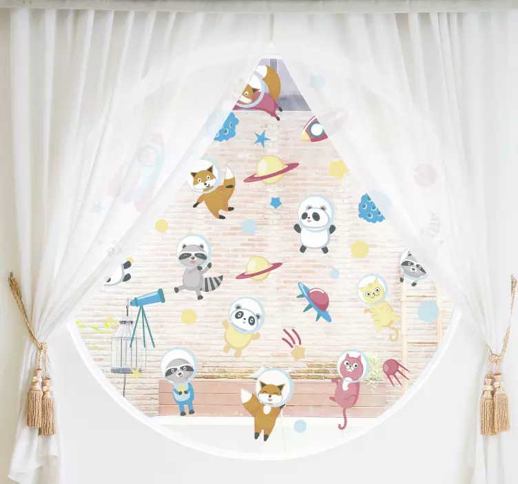 Naklejka na okno zwierzęta w kosmosie - TenStickers
