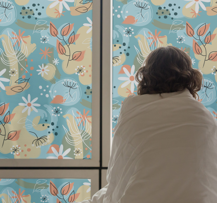 Naklejka na szyby Abstrakcyjne płaskie tło kwiatowy - TenStickers