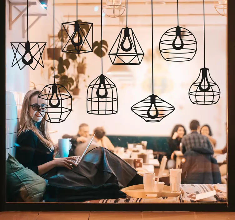 Naklejka na okno geometryczne lampy - TenStickers