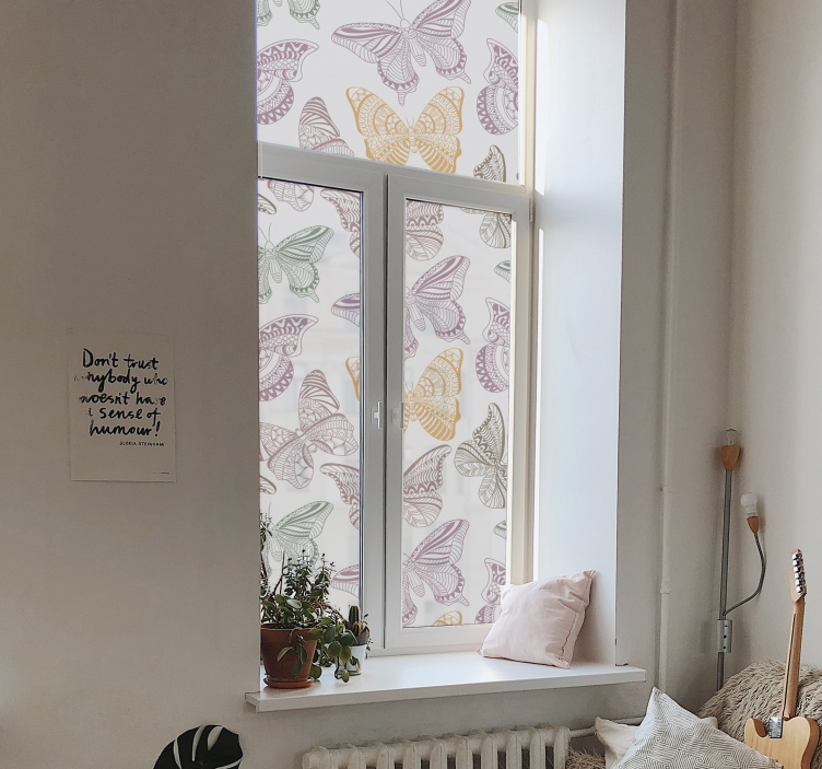 Naklejka na szybę kolorowe motyle ozdobne - TenStickers