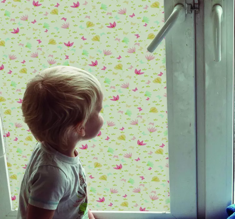 Naklejka na szyby Kwiaty i motyle - TenStickers