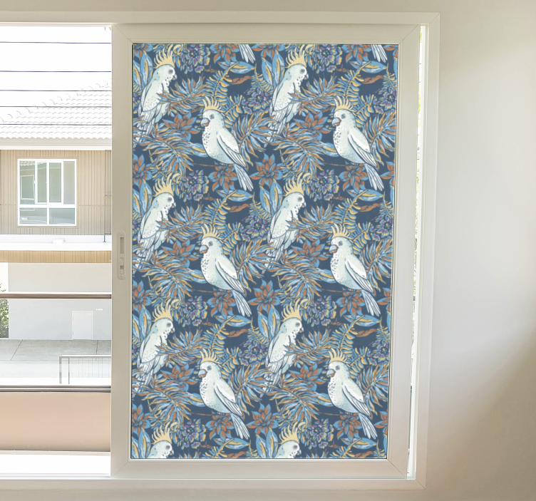 Naklejka na okno kwiatki i ptaki - TenStickers