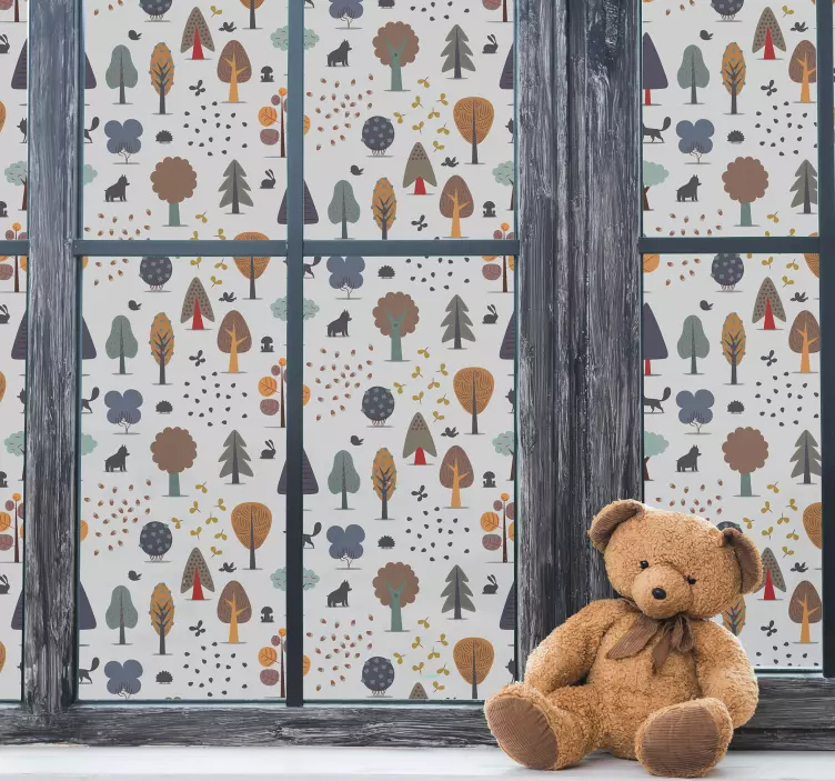 Naklejka na okna las ze zwierzętami - TenStickers