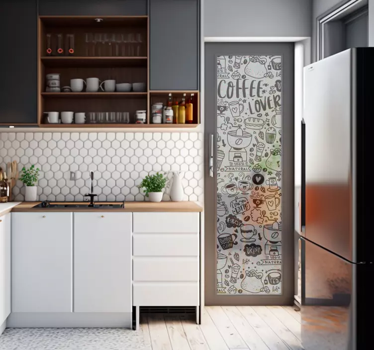 Naklejka na szybę do kuchni miłośnicy kawy - TenStickers