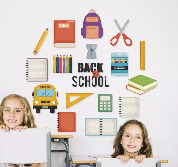 Naklejka na szyby Pakiet symboli z powrotem do szkoły - TenStickers