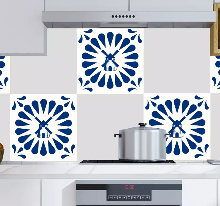 Naklejka na kafelki Delfts blue mills - TenStickers