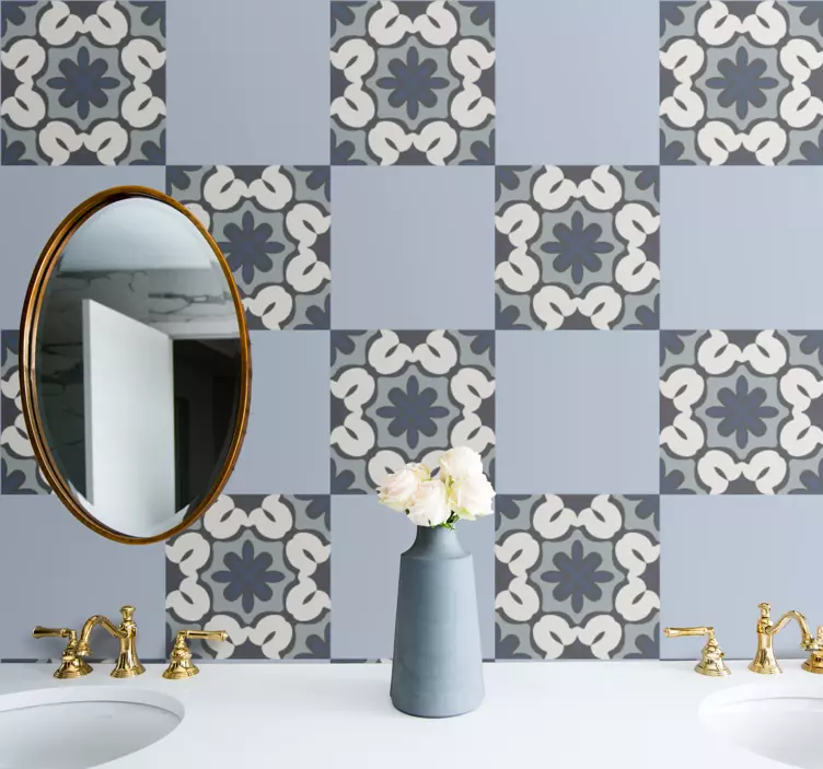 Naklejka na płytki łazienkowe hydrauliczny styl niebieski - TenStickers