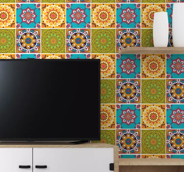 Naklejka na kafelki Kolorowe zarysy mandali - TenStickers