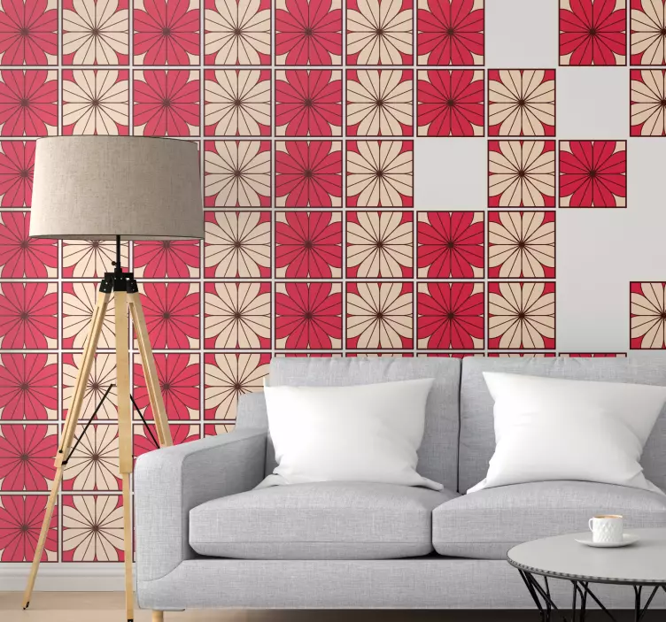 Naklejka na kafelki Kolorowy kwiatowy wzór - TenStickers