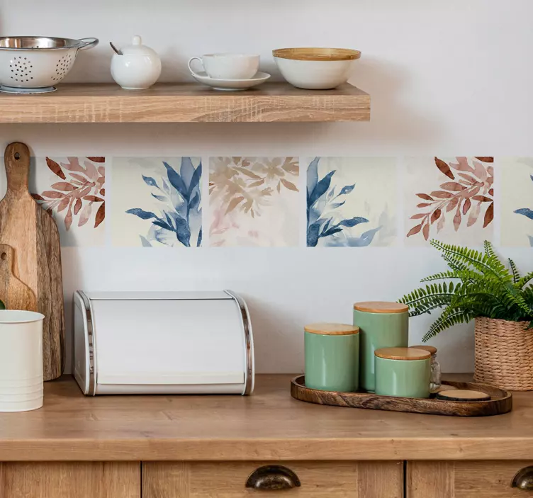 Naklejka na płytki kwiatowy wzór akwarelowy - TenStickers