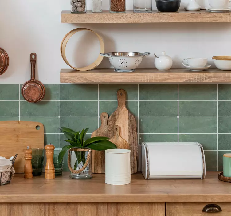 Naklejka na kafelki prostokątne zielone cegły - TenStickers