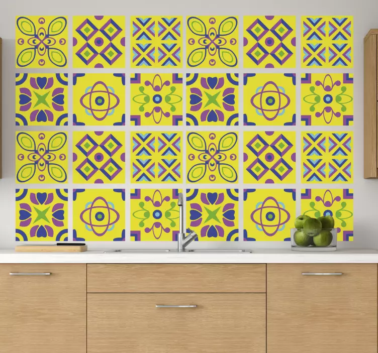 Naklejka na kafelki psychodeliczne symetrie - TenStickers