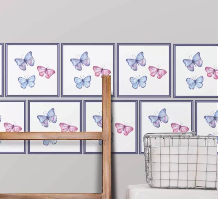 Naklejka na kafelki Różowe i niebieskie motyle - TenStickers