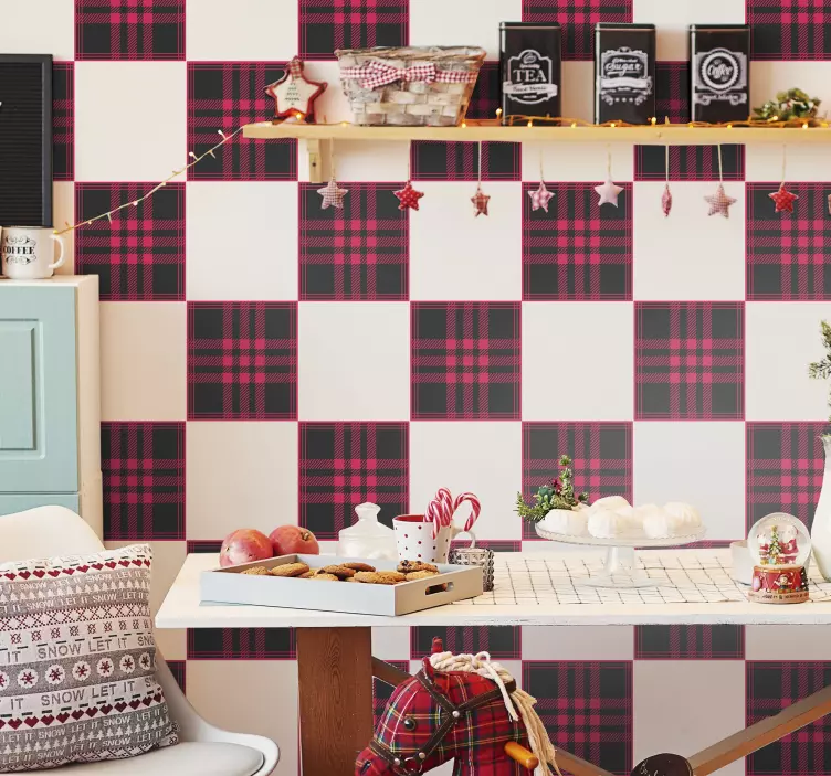 Naklejka na kafelki Świąteczna kratka - TenStickers