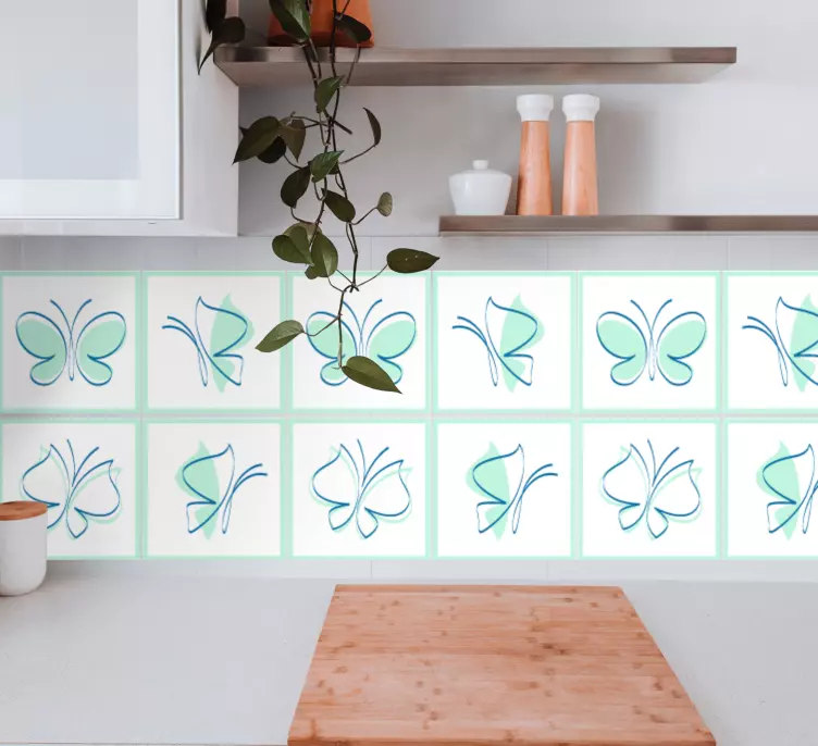 Naklejka na kafelki Sylwetki niebieskich motyli - TenStickers