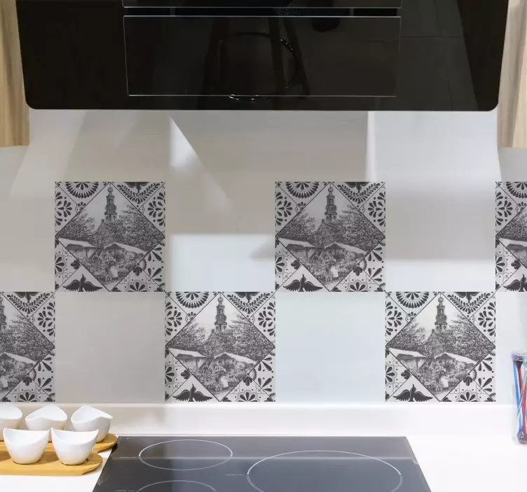 Naklejka na płytki wzór dekoracyjny w stylu vintage - TenStickers