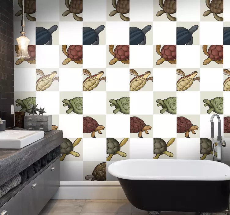Naklejka na kafelki różne żółwie - TenStickers