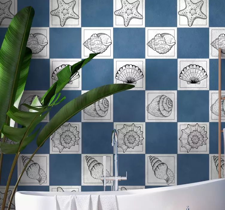 Naklejki do łazienki na kafelki życie morskie i muszle - TenStickers