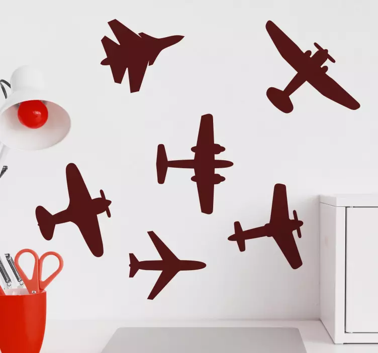 Naklejka na pojazd sylwetki zabytkowych samolotów - TenStickers