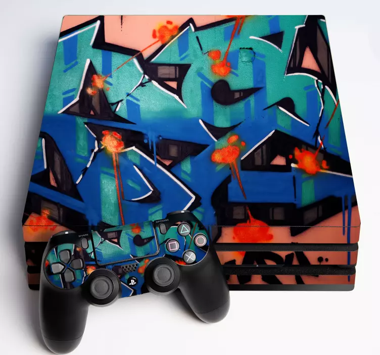 Naklejka na ps4 kolorowy wzór graffiti - TenStickers
