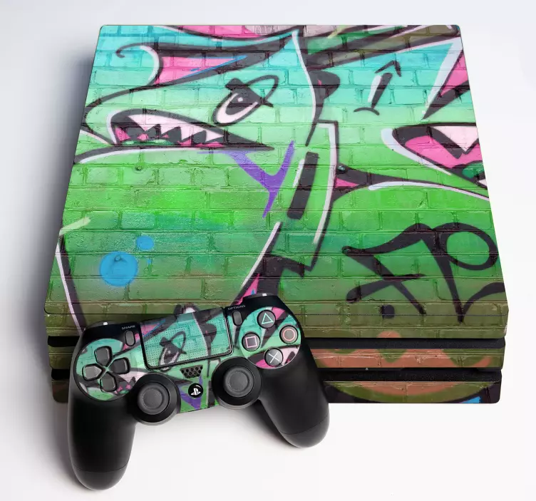 Naklejka na ps4 Projekt graffiti zielone - TenStickers