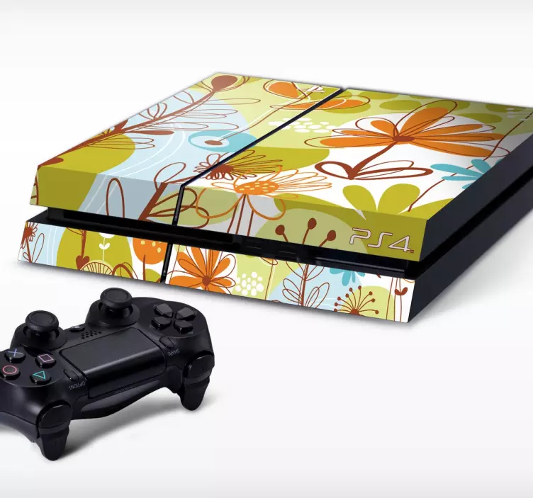 Naklejka na PS4 tekstura kwiaty - TenStickers