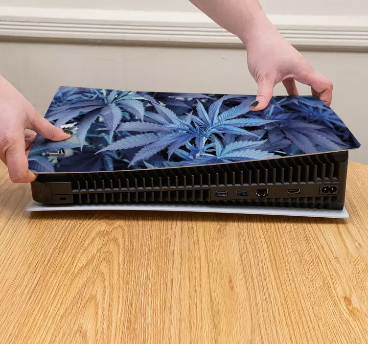 Naklejka na ps5 Konopie indyjskie na niebiesko - TenStickers