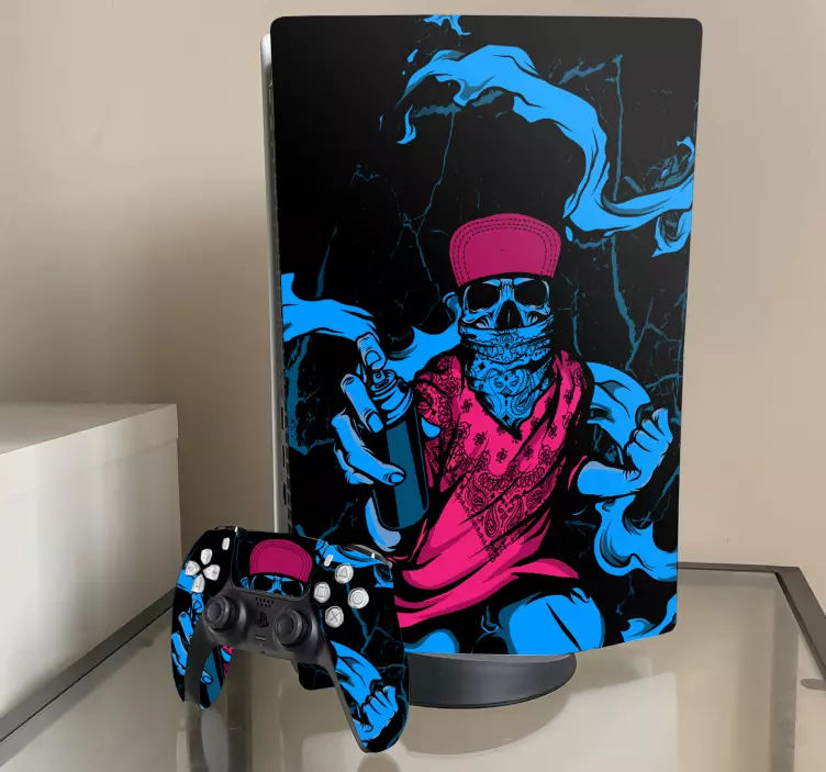 Naklejka na ps5 Projekt czaszki graffiti - TenStickers