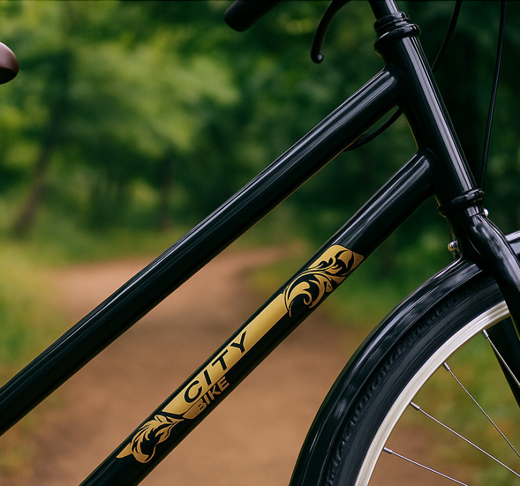 Naklejka na rower czarna i złota rama - TenStickers