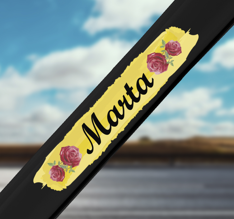 Naklejka na rower z imieniem i różami - TenStickers