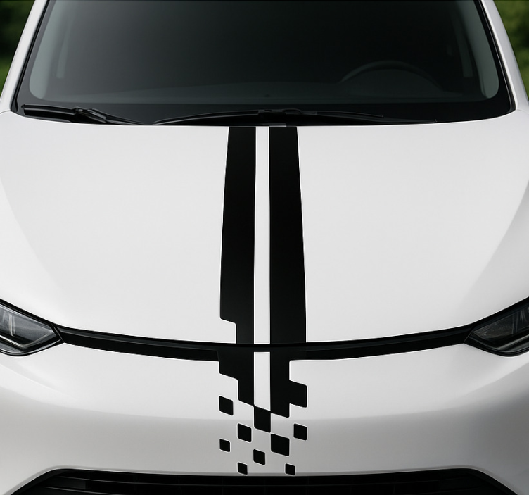 Naklejka na samochód abstrakcyjne paski na maskę - TenStickers