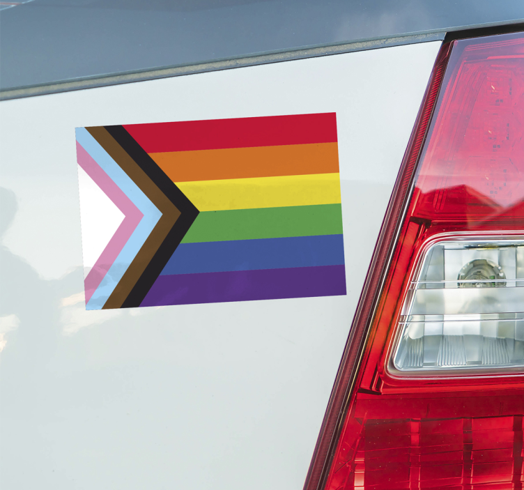 Naklejka na samochód flaga postępu lgbtq - TenStickers