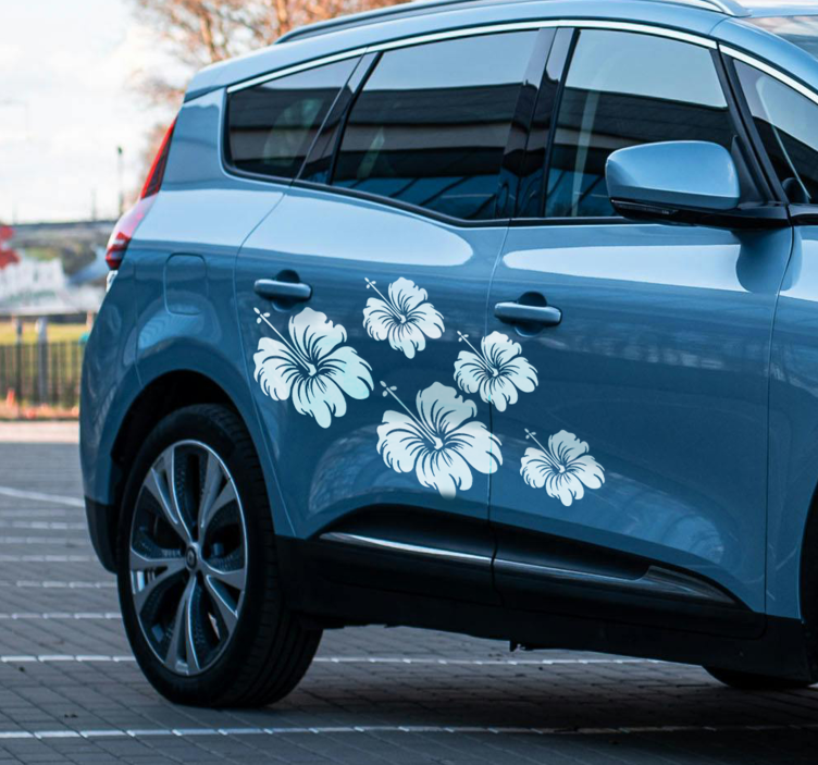 Naklejka na samochód kwiaty hibiskusa - TenStickers