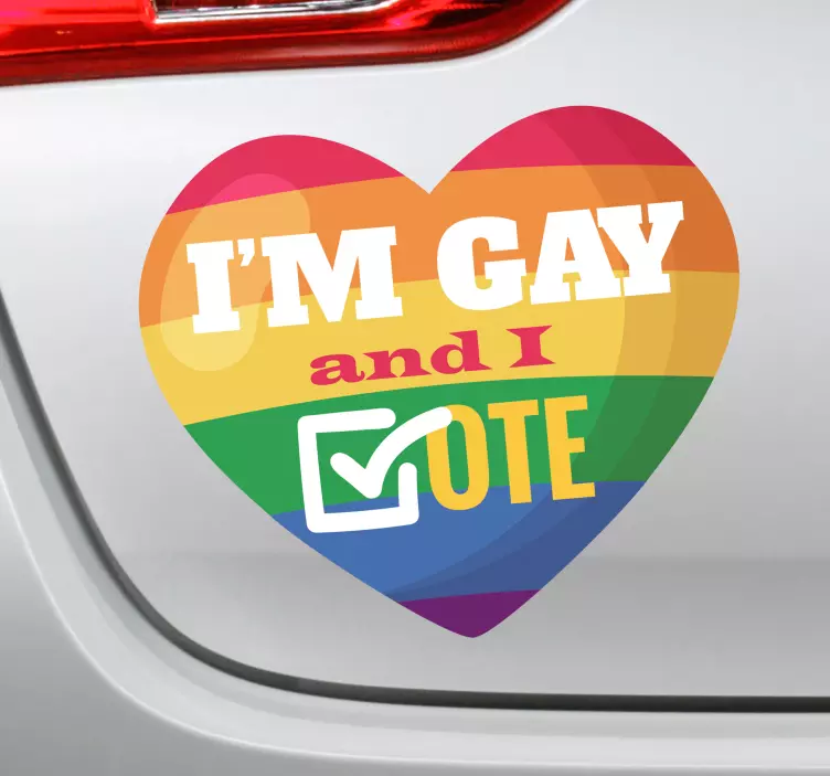 Naklejka na auto Tęcza Im gay and I vote - TenStickers