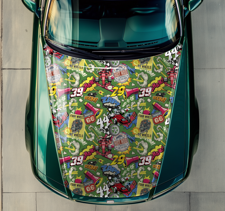 Naklejka na samochód wielokolorowy na kaptur - TenStickers