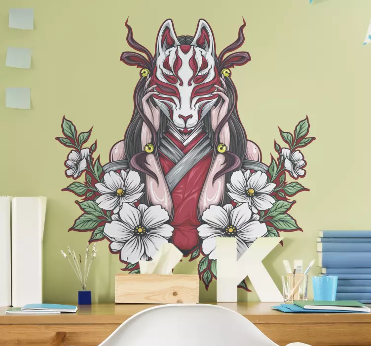 Naklejka na ścianę Anime kobieta w masce - TenStickers