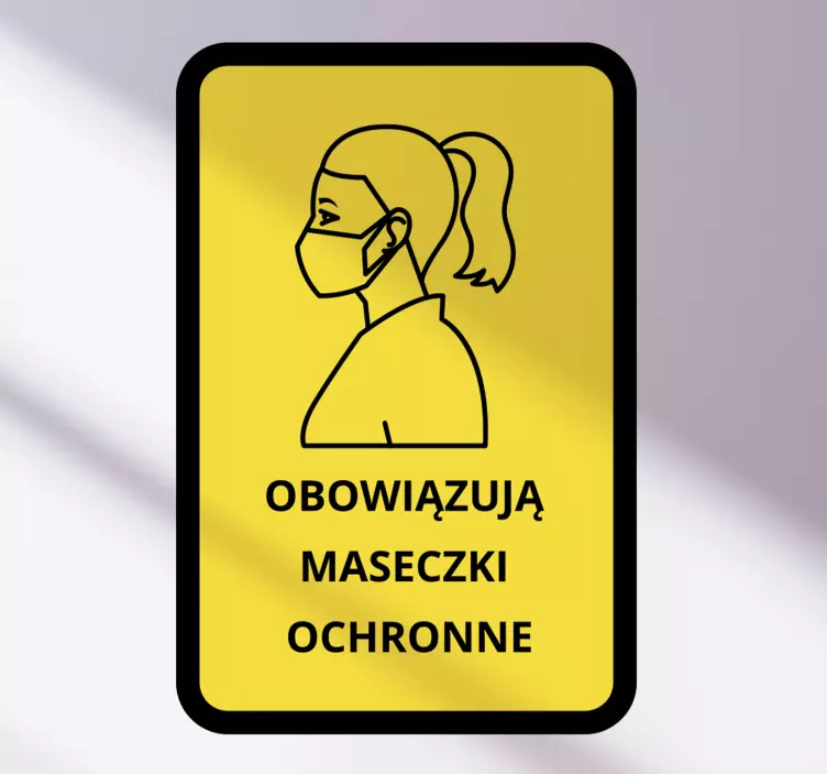 Naklejka na ścianę covid-19 Nakaz maseczki - TenStickers