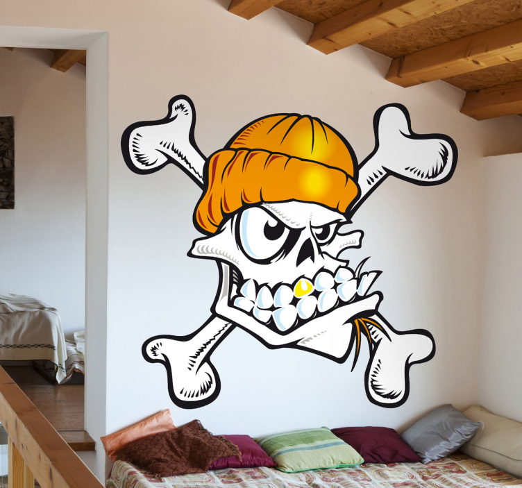 Naklejka na ścianę czaszka skater - TenStickers