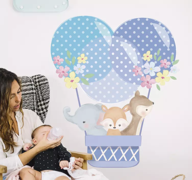 Naklejka na ścianę dla dzieci baloniki z zwierzątkami - TenStickers