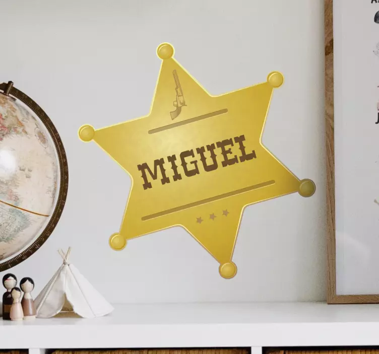 Naklejka na ścianę dla dzieci odznaka szeryfa dla maluchów - TenStickers