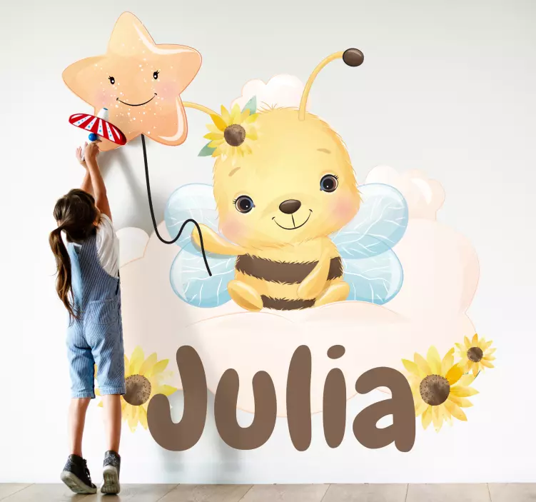 Naklejka na ścianę dla dzieci uroczy wzór pszczółek - TenStickers