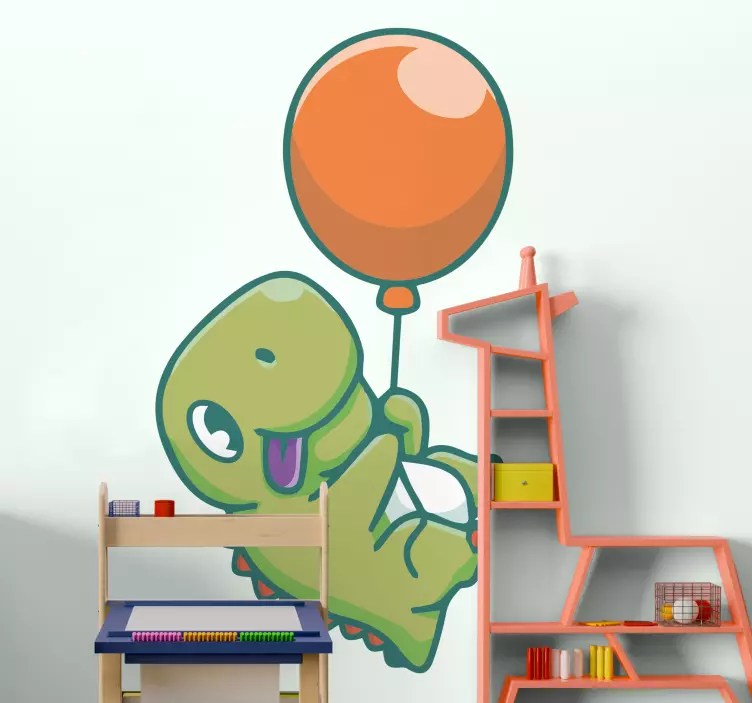 Naklejka na ścianę dla dzieci wesoły balon dinozaura - TenStickers