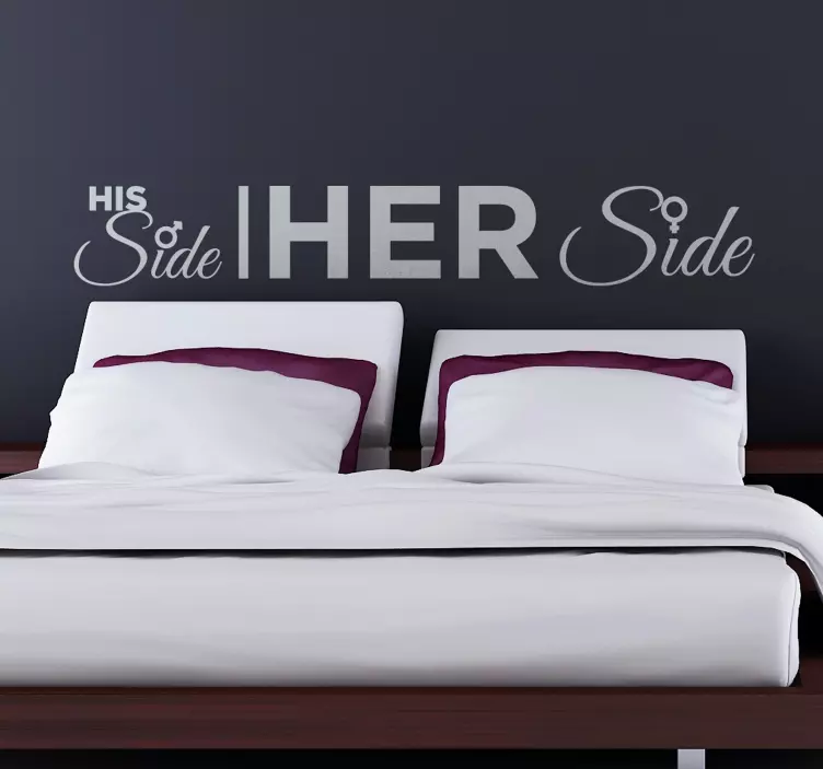 Naklejka na ścianę do sypialni "His side. Her side" - TenStickers